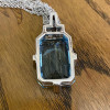 14ct Emerald Cut Aquamarine Art-Deco Pendant Necklace