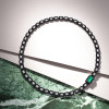 5.3ct Emerald Cut Emerald Enamel Necklace