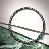 5.3ct Emerald Cut Emerald Enamel Necklace