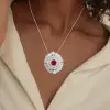 Antique Round Cut Ruby Pendant Necklace