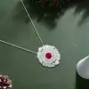 Antique Round Cut Ruby Pendant Necklace