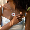 Antique Round Cut Ruby Pendant Necklace