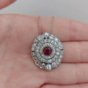 Antique Round Cut Ruby Pendant Necklace