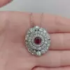 Antique Round Cut Ruby Pendant Necklace