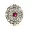 Antique Round Cut Ruby Pendant Necklace