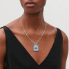 14ct Halo Emerald Cut Aquamarine Pendant Necklace