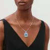 14ct Halo Emerald Cut Aquamarine Pendant Necklace
