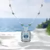14ct Halo Emerald Cut Aquamarine Pendant Necklace