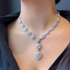 66ctw Halo Rose Cut Flower Necklace
