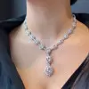66ctw Halo Rose Cut Flower Necklace