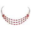 30ctw Pear Cut Three Row Ruby Necklace