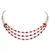 30ctw Pear Cut Three Row Ruby Necklace