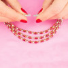 30ctw Pear Cut Three Row Ruby Necklace