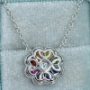 Pear Cut Rainbow Sapphire Flower Necklace