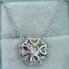 Pear Cut Rainbow Sapphire Flower Necklace