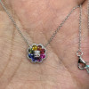 Pear Cut Rainbow Sapphire Flower Necklace