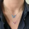 Multicolor Sapphire Butterfly Pendant Necklace
