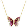 Multicolor Sapphire Butterfly Pendant Necklace