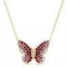 Multicolor Sapphire Butterfly Pendant Necklace