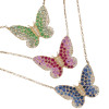 Multicolor Sapphire Butterfly Pendant Necklace
