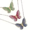 Multicolor Sapphire Butterfly Pendant Necklace