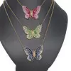 Multicolor Sapphire Butterfly Pendant Necklace