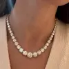 11MM Round Cut White Sapphire Statement Necklace