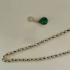 3.5ct Pear Cut Emerald Pendant Two Tone Necklace