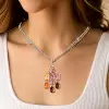 18ctw Multicolor Sapphire Statement Pendant Necklace