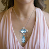 20ctw Pear and Cushion Cut Aquamarine Pendant Necklace