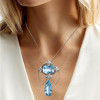 20ctw Pear and Cushion Cut Aquamarine Pendant Necklace
