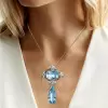 20ctw Pear and Cushion Cut Aquamarine Pendant Necklace