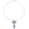 20ctw Pear and Cushion Cut Aquamarine Pendant Necklace