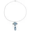 20ctw Pear and Cushion Cut Aquamarine Pendant Necklace