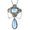 20ctw Pear and Cushion Cut Aquamarine Pendant Necklace