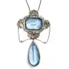 20ctw Pear and Cushion Cut Aquamarine Pendant Necklace
