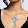 20ctw Pear and Cushion Cut Aquamarine Pendant Necklace