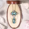 20ctw Pear and Cushion Cut Aquamarine Pendant Necklace