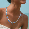 65ctw Pear Cut Blue Sapphire Statement Necklace