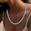 65ctw Pear Cut Blue Sapphire Statement Necklace