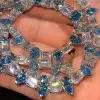 65ctw Pear Cut Blue Sapphire Statement Necklace