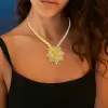 20ct Cushion Cut Yellow Sapphire Statement Necklace