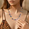 60ctw Pear and Cushion Cut Rainbow Sapphire Necklace