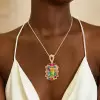 7ctw Emerald Cut Bicolor Tourmaline Garden Pendant Necklace