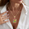 7ctw Emerald Cut Bicolor Tourmaline Garden Pendant Necklace