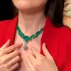 120ctw Multi-Cut Emerald and White Sapphire Statement Necklace