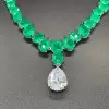 120ctw Multi-Cut Emerald and White Sapphire Statement Necklace
