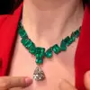 120ctw Multi-Cut Emerald and White Sapphire Statement Necklace