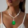 20ct Cushion Cut Emerald Statement Necklace