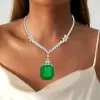 20ct Cushion Cut Emerald Statement Necklace